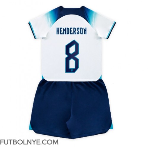 Camiseta Inglaterra Jordan Henderson #8 Primera Equipación para niños Mundial 2022 manga corta (+ pantalones cortos)